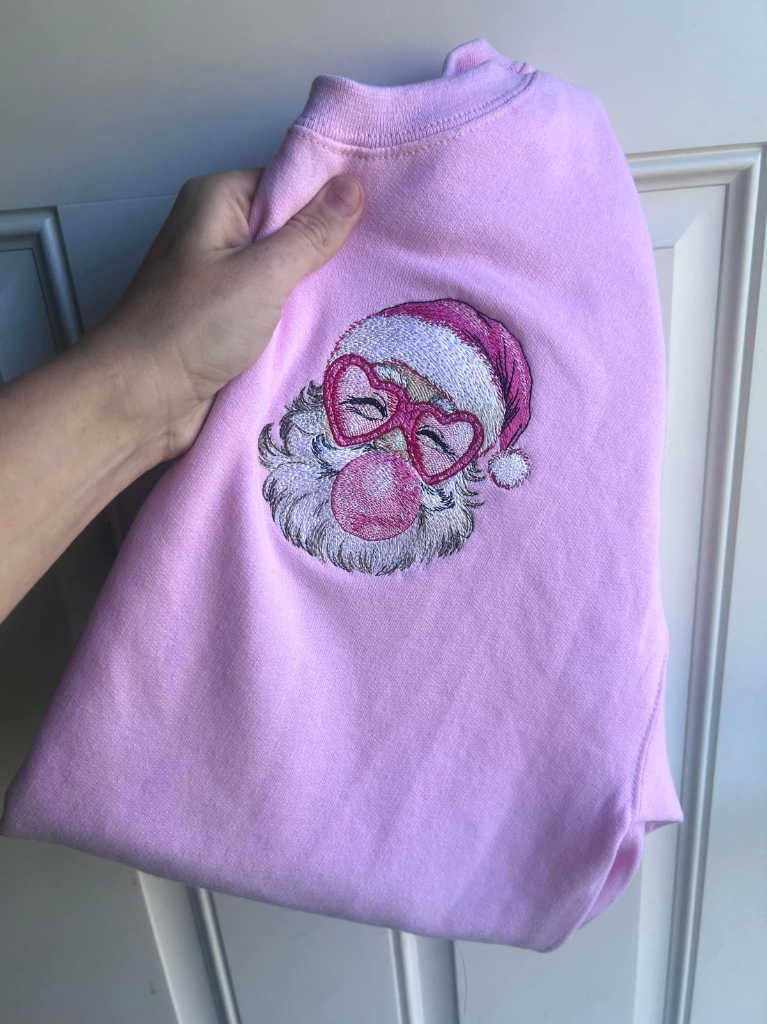 Santa Embroidered BubbleGum Crew