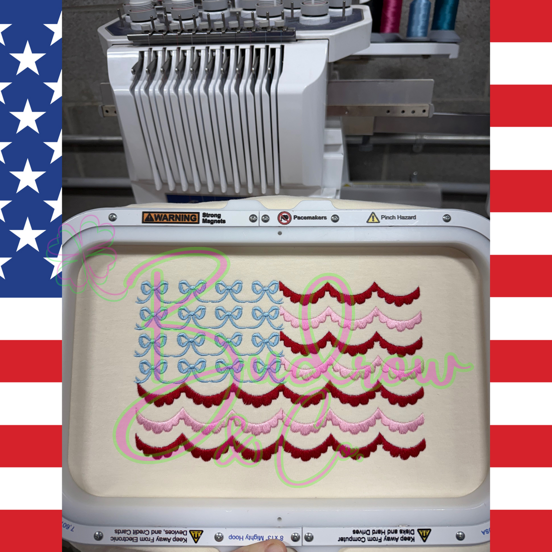 Scalloped Flag Embroidered Tee