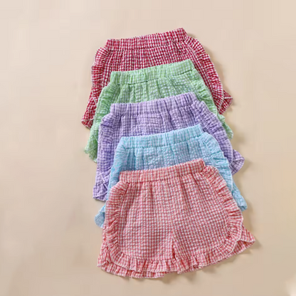 Toddler Girls Gingham Ruffle Shorts