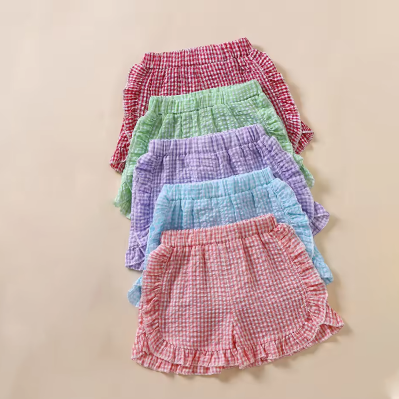 Toddler Girls Gingham Ruffle Shorts