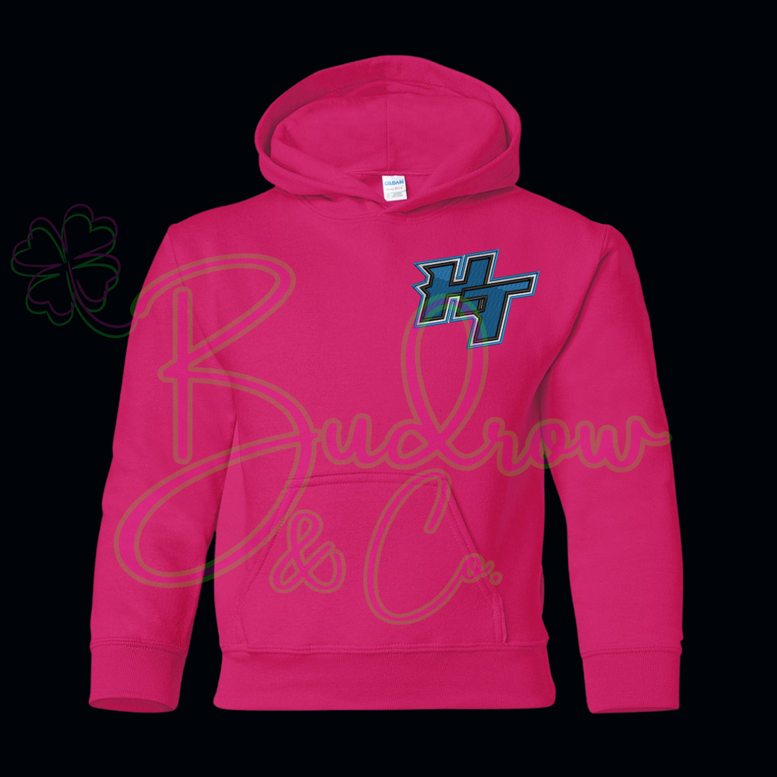 Youth Embroidered Hot Pink Hooded Sweatshirt