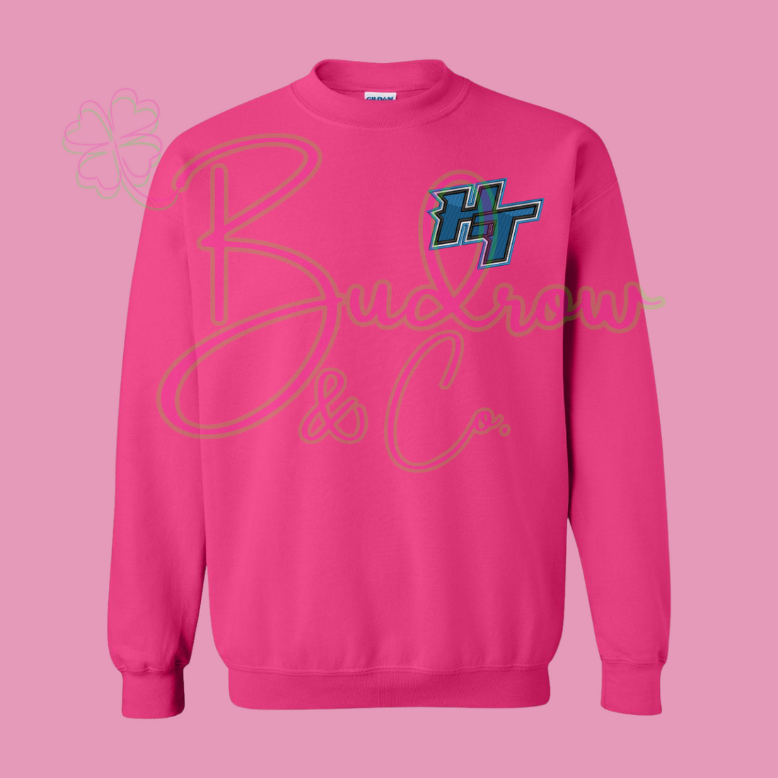 Embroidered Crewneck Sweatshirt - HT  - Hot Pink