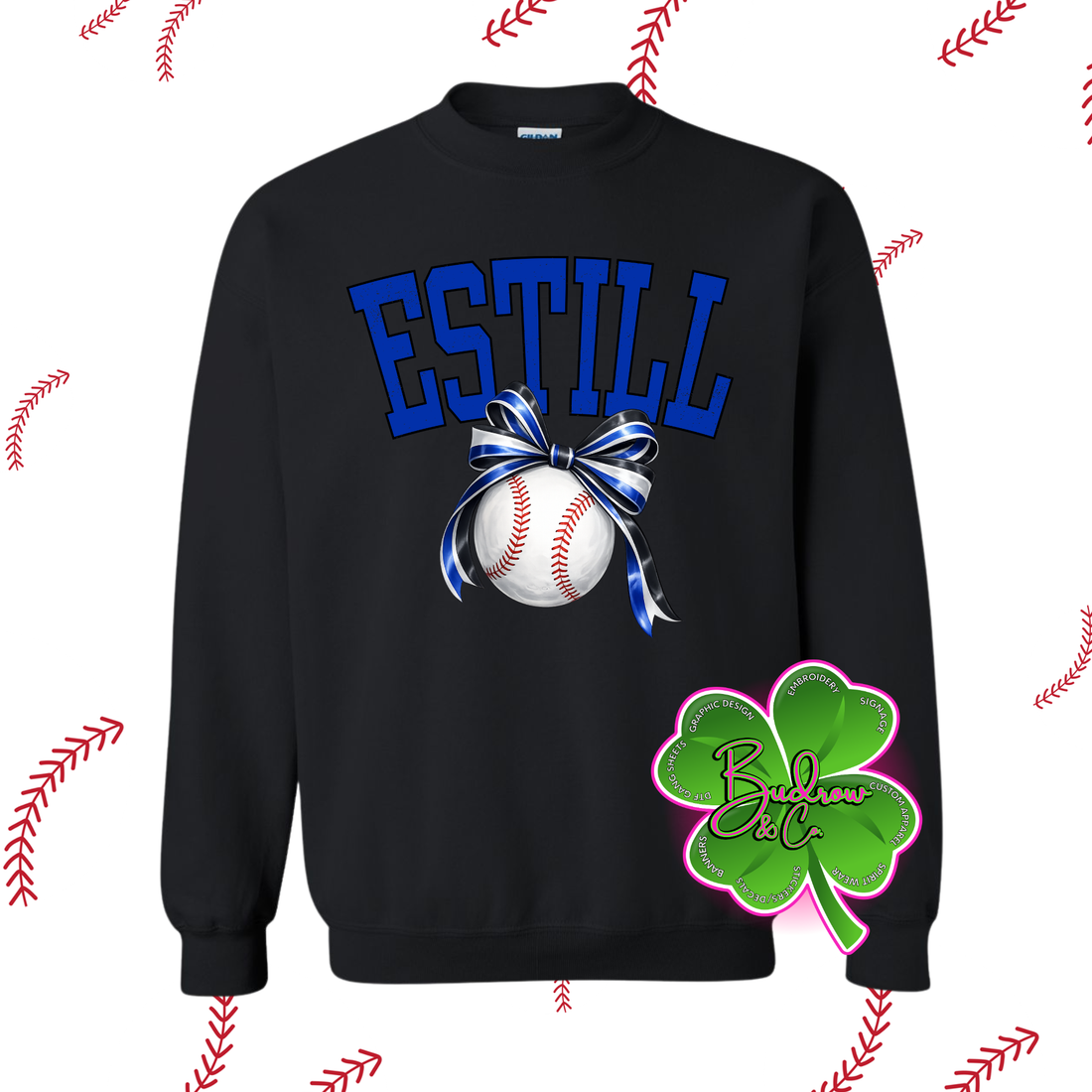 Estill Baseball Distressed w/ Bow