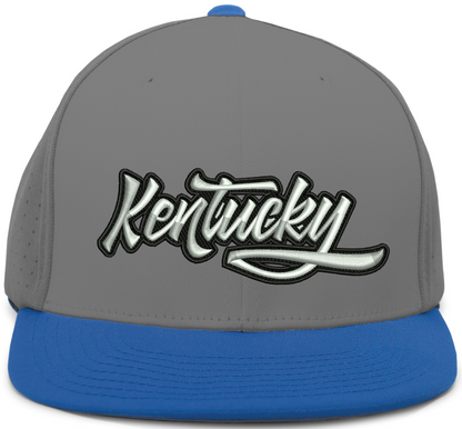 Kentucky 3D Embroidered Flexfit Hat – Pacific Headwear ES474 | Graphite &amp; Royal Blue | Perforated F3 Performance Cap